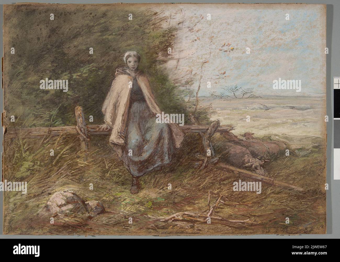 Pastorella. Millet, Jean-Francois (1814-1875), pittore Foto Stock