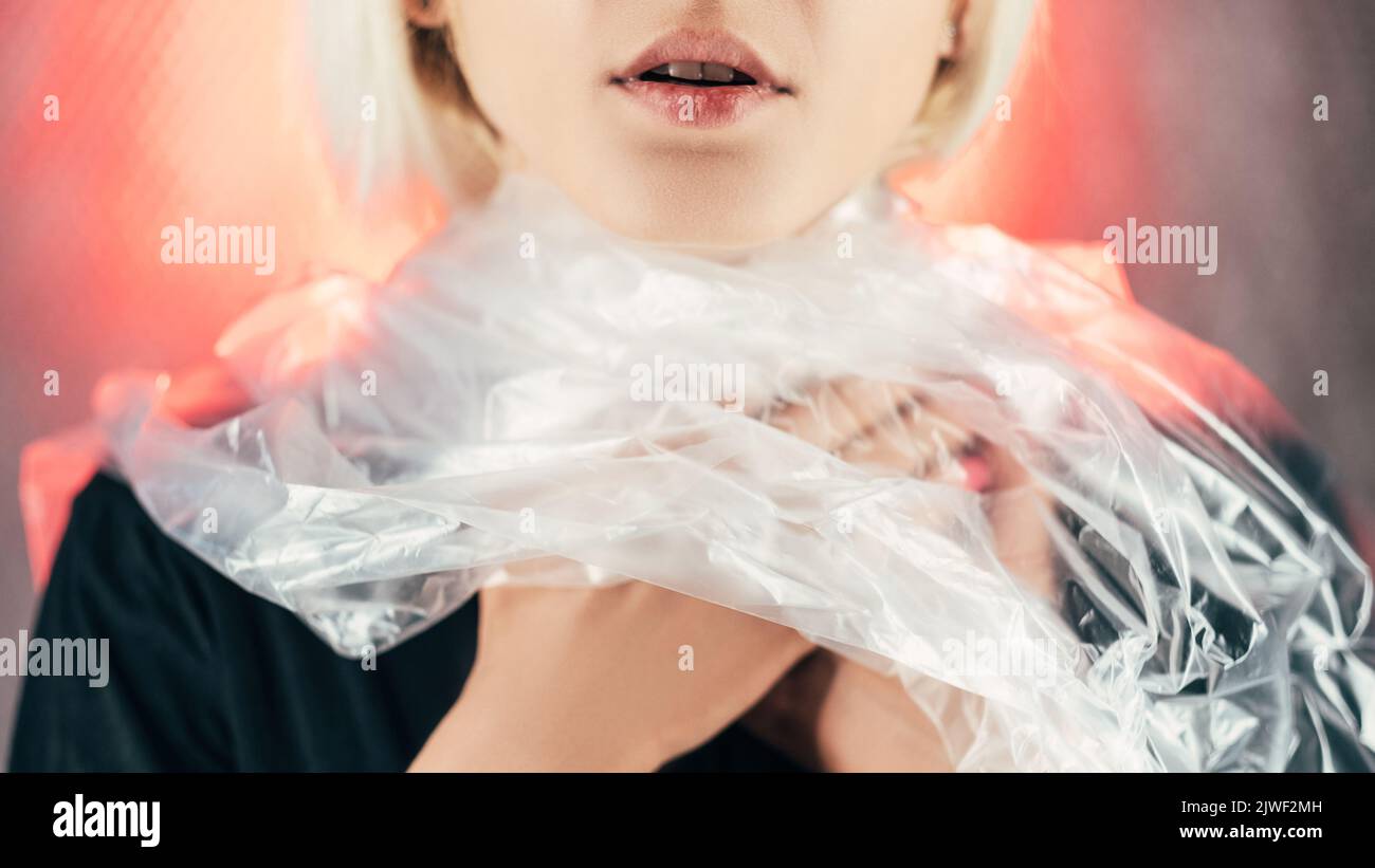 ritratto concettuale rifiuti di inquinamento plastico Foto Stock