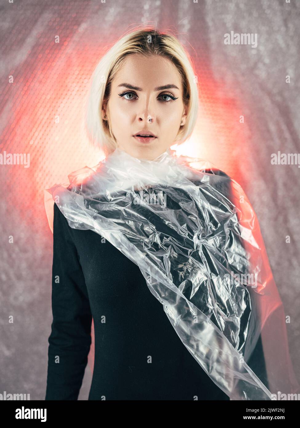 inquinamento plastico concettuale ritratto salvare pianeta Foto Stock