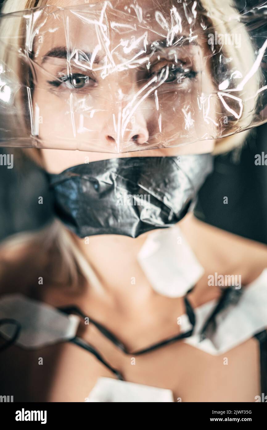 libertà di parola femmina arte ritratto plastica Foto Stock