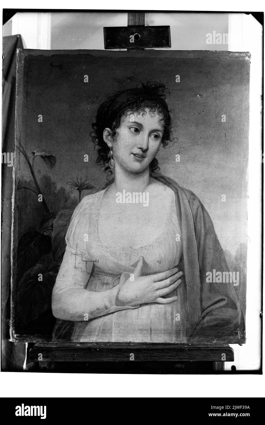 Ritratto di Maria Walewska. Malarz francuski XIX wiek, pittore Foto Stock