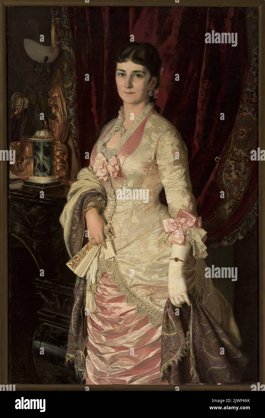 Ritratto di una donna in abito satinato. Łaszczyński, Bolesław (1839-1909), pittore Foto Stock