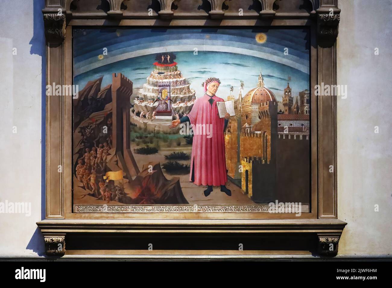 Immagine di Dante Alighieri all'interno del Duomo di Firenze Foto Stock