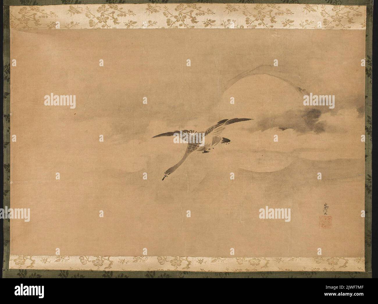 Volo notturno di un'oca solitaria; kakemono. Sconosciuto, pittore Foto Stock