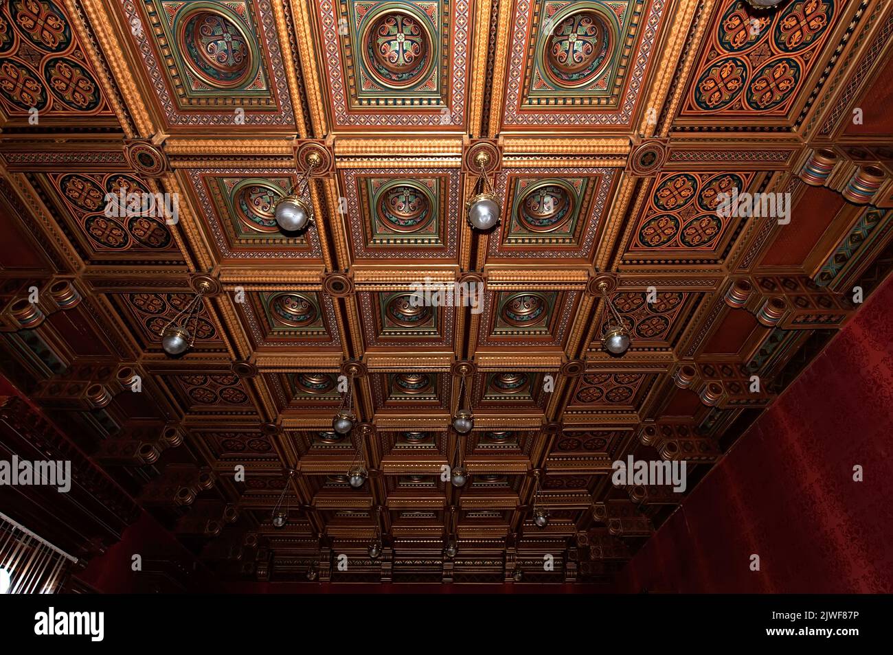 Soffitto di Caisson dell'Università Nazionale di Chernivtsi, ex residenza dei Metropoliti Bukoviniani e Dalmati a Chernivtsi, Ucraina Foto Stock