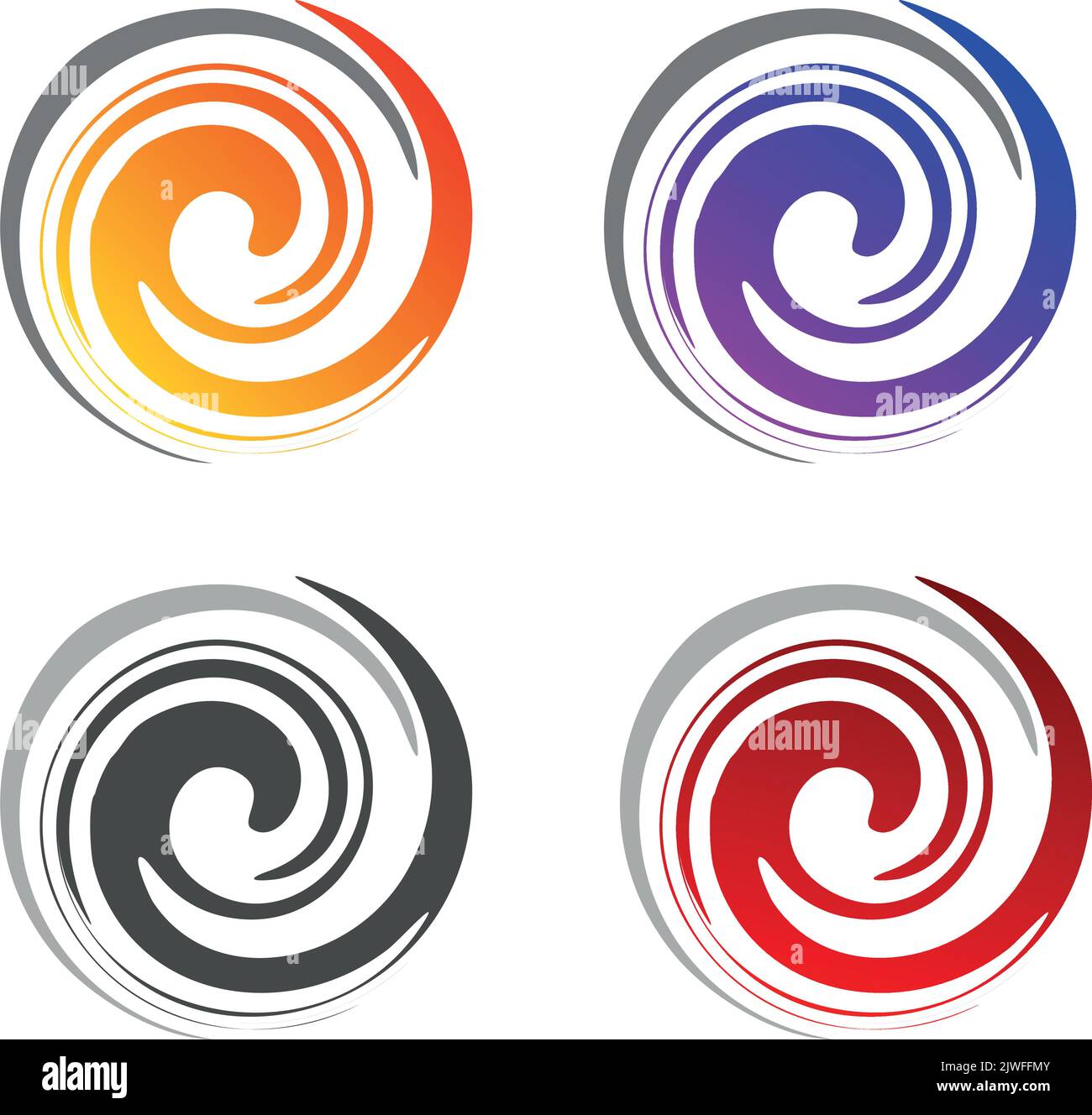 vettore di tratto di pennello circolare con quattro opzioni di colore Illustrazione Vettoriale