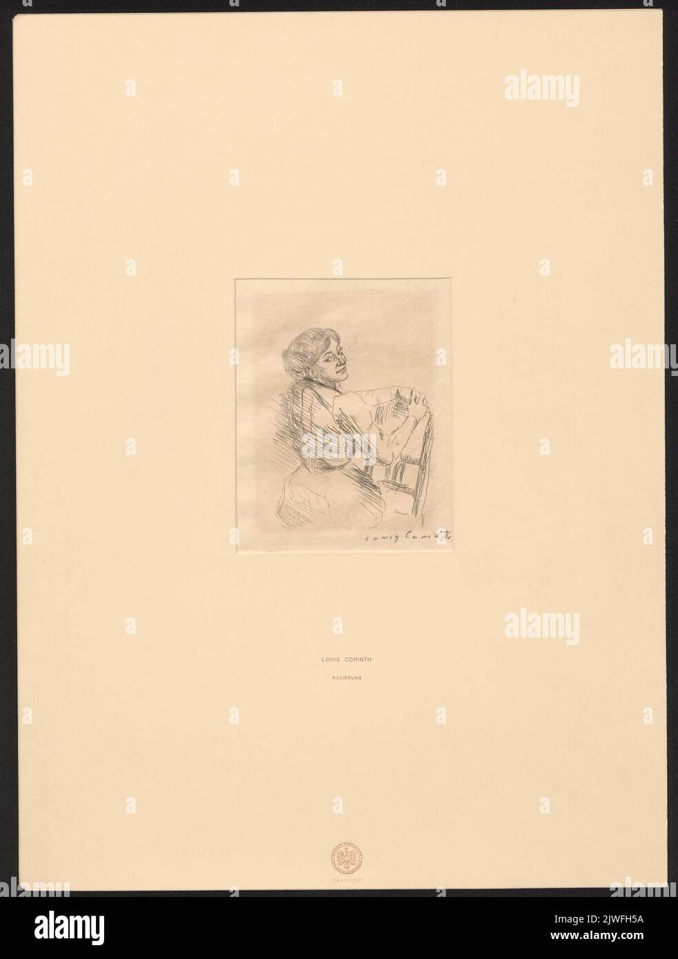 Rittings sitzende Frau (Charlotte Berend-Corinth). Corinto, Lovis (1858-1925), artista grafico Foto Stock