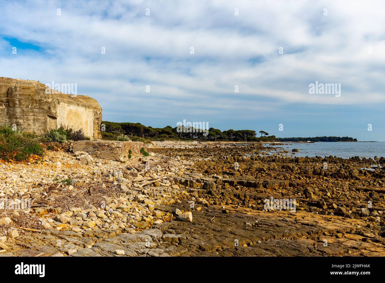 Bunker di artiglieria tedesca. Saint Margaret - una delle isole di Lerins ((Îles de Lérins). Foto Stock