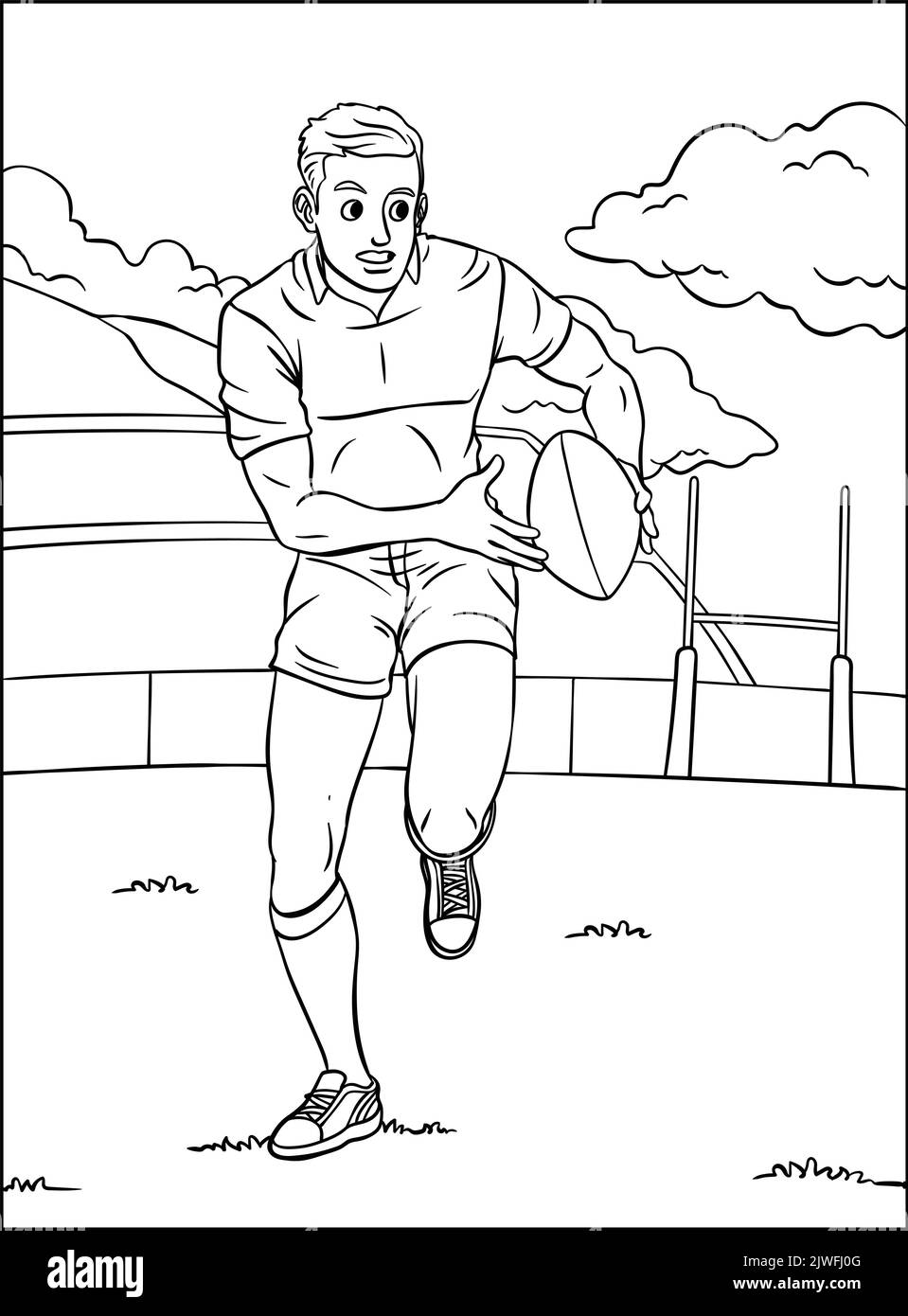 Rugby colorazione pagina per bambini Illustrazione Vettoriale