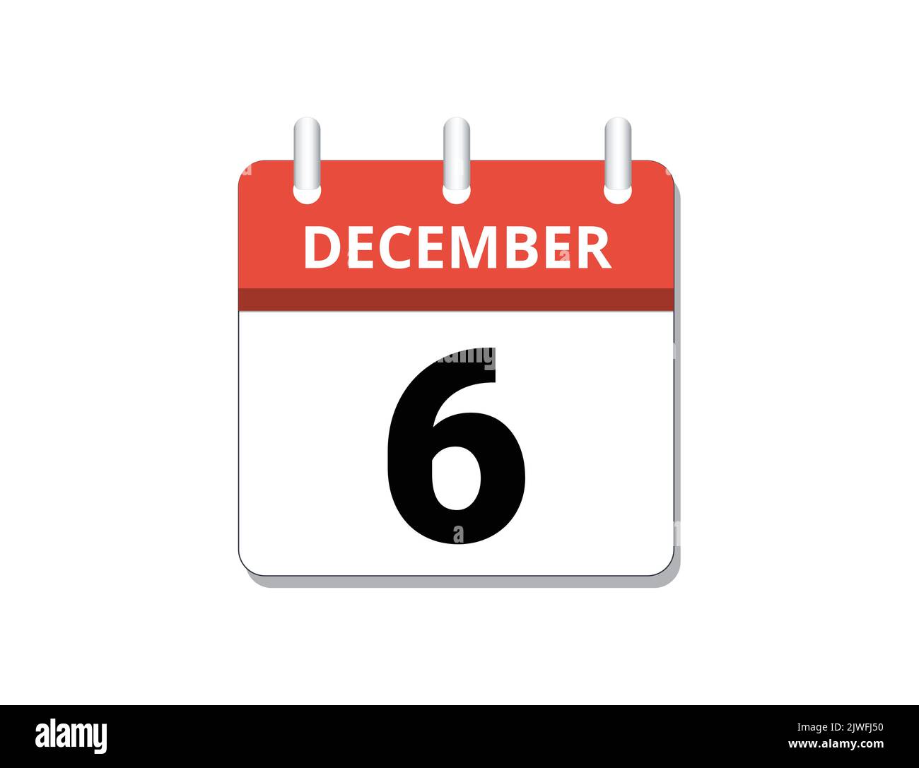 Dicembre, 6th vettore icona calendario, concetto di pianificazione, business e compiti Illustrazione Vettoriale