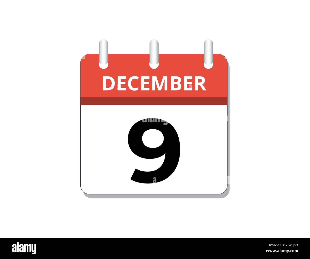 Dicembre, 9th vettore icona calendario, concetto di pianificazione, business e compiti Illustrazione Vettoriale