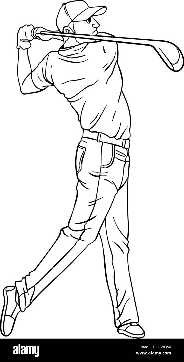 Golf isolato colorazione pagina per bambini Illustrazione Vettoriale