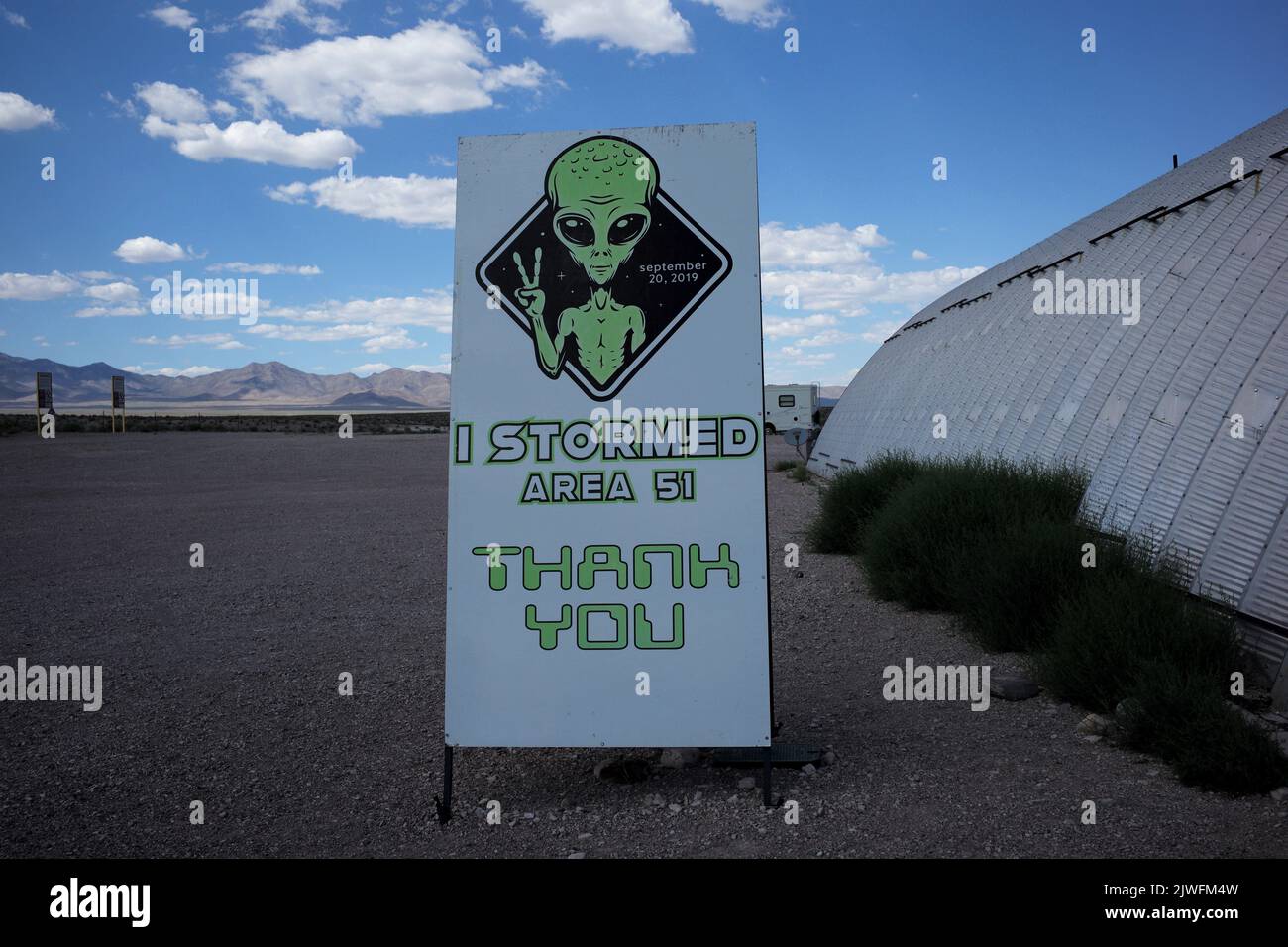 Gli alieni accoglieranno i visitatori presso l'Alien Research Center in Nevada, vicino all'Area 51. Foto Stock