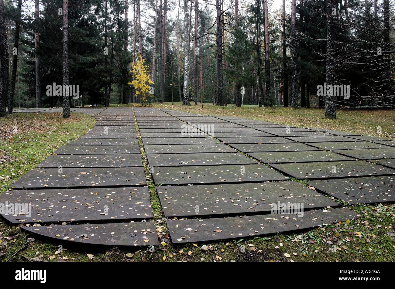 Il cimitero polacco di Katyn a Smolensk, in Russia, dove sono stati giustiziati sommariamente circa 22.000 ufficiali, politici, giornalisti e professori polacchi Foto Stock