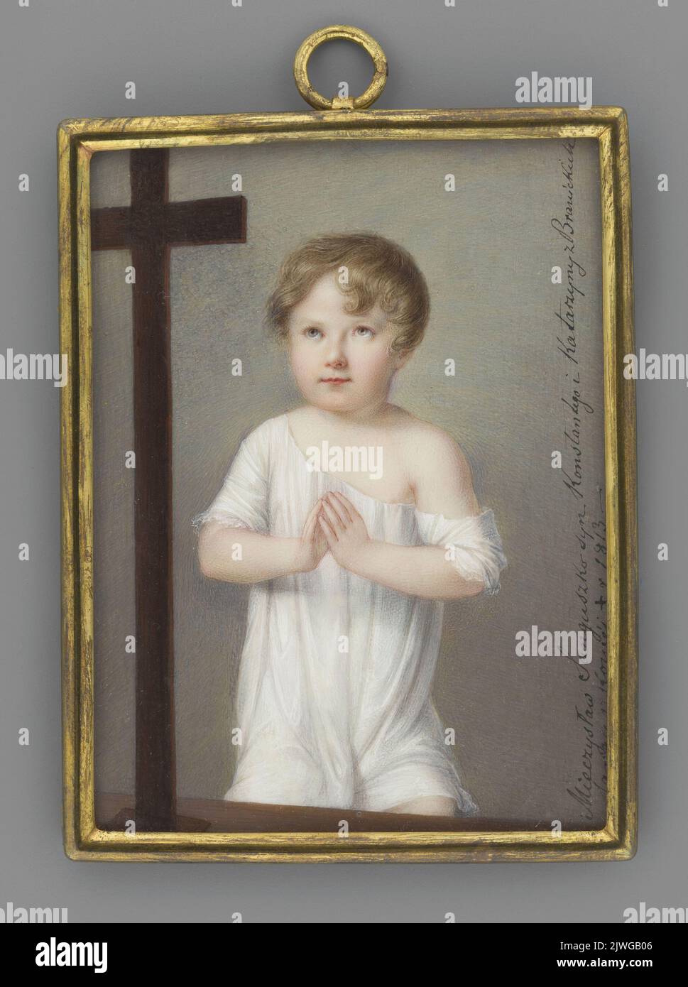 Mieczysław Sanguszko-Kowelski (1807-1813) jako dziecko modlące się przed krucyfiksem. Richter, Anton (1783-1850), pittore, sconosciuto, pittore Foto Stock