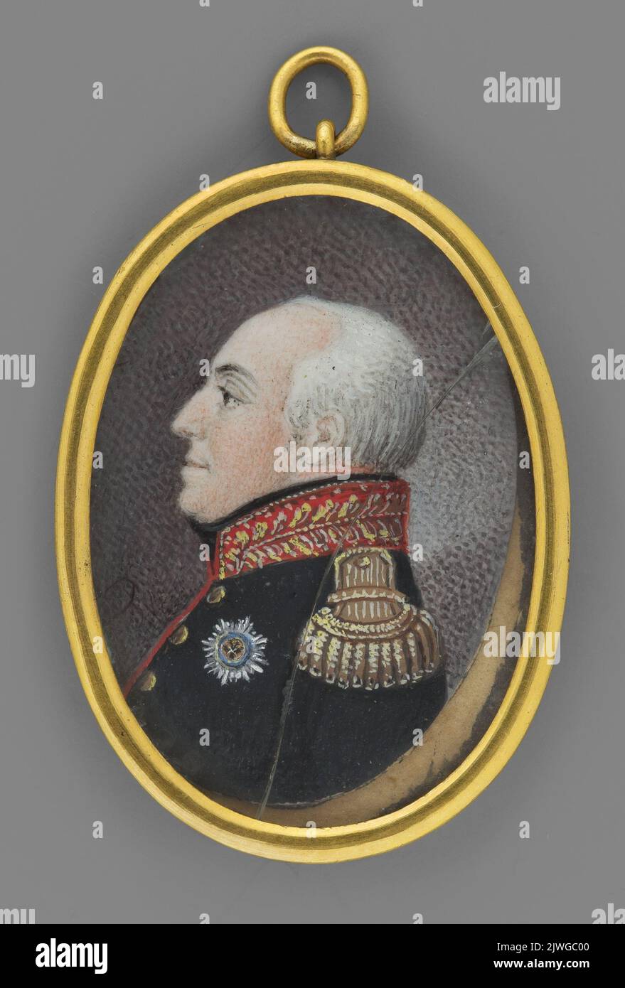Portret profilowy rosyjskiego generała z gwiazdą orderu św. Andrzeja. Sconosciuto, pittore Foto Stock