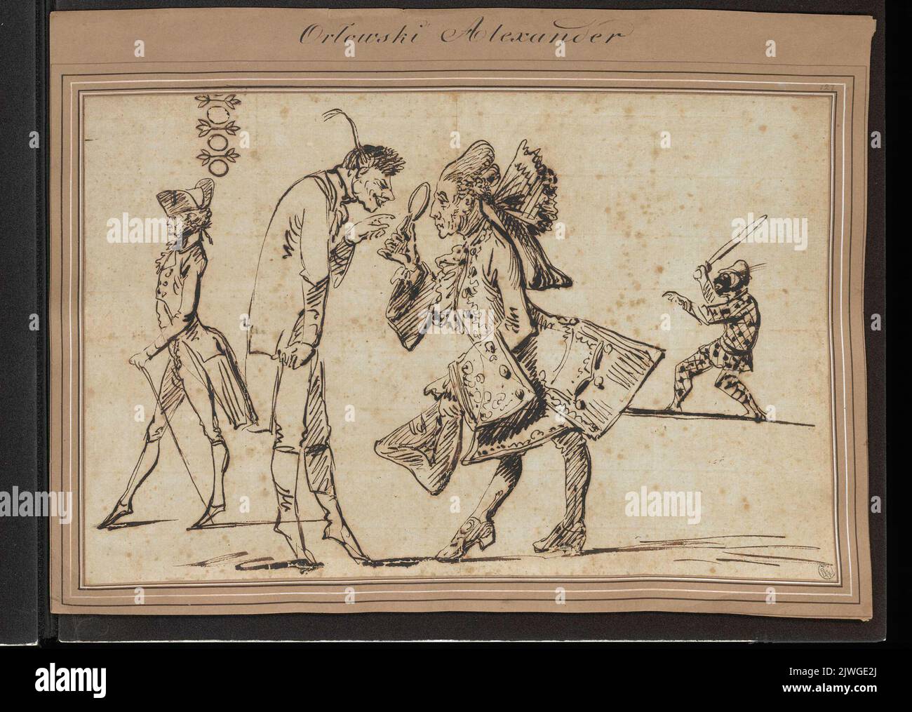 Uomo cinese e un europeo - tipi di commedia. Orłowski, Aleksander (1777-1832), disegnatore, cartoonista Foto Stock