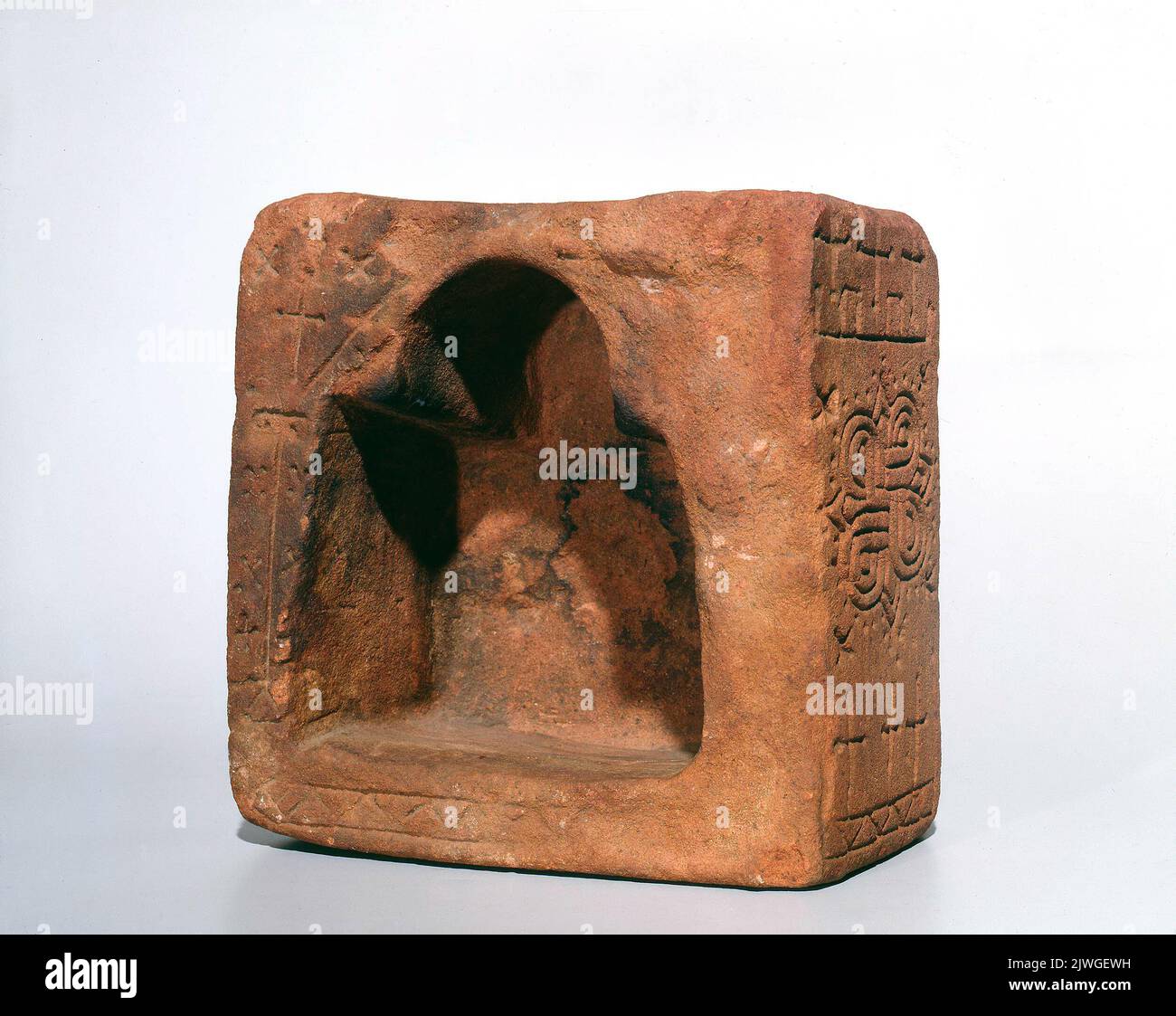 Blok z niszą na lampę olejową. Warsztat nubijski, laboratorio Foto Stock