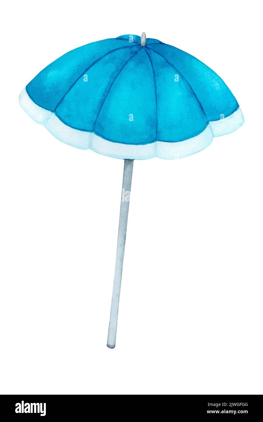 Ombrellone. Clipart acquerello isolato su sfondo bianco. Foto Stock