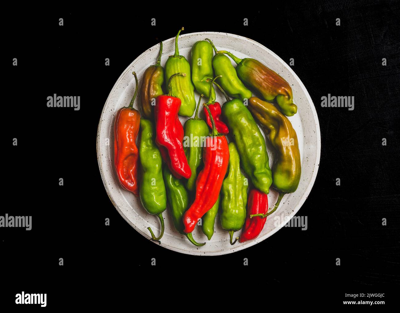 Peperoni rossi e verdi Foto Stock