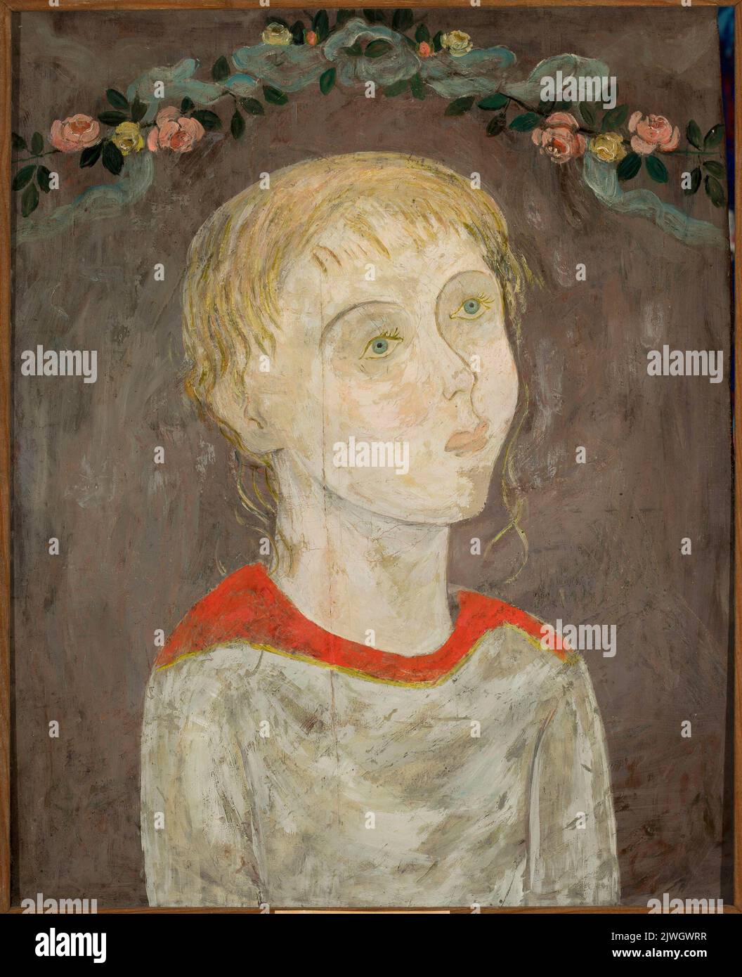 Dziewczyna z girlandą kwiatów. Makowski, Tadeusz (1882-1932), pittore Foto Stock