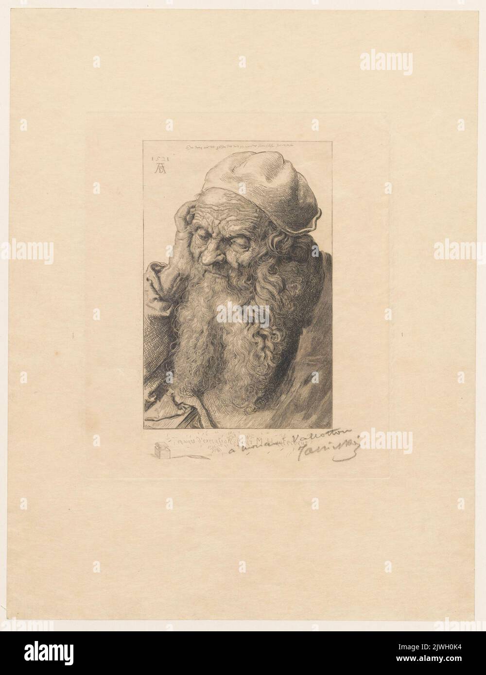 Tete de Vieillard, stato VI. Wittmann Charles, Imprimérie, Parigi (fl. CA 1886-1908), tipografia, Jasiński, Feliks Stanisław (1862-1901), artista grafico, Dürer, Albrecht (1471-1528), disegnatore, cartoonista, Hautecoeur, Jules (fl. 1885-1902), editore Foto Stock