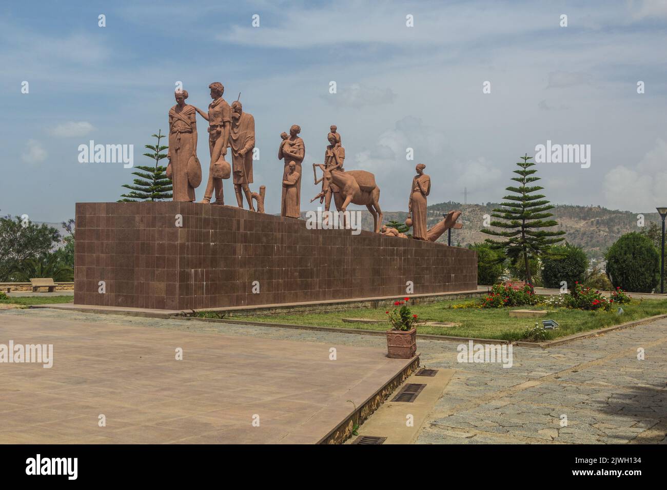 MEKELE, ETIOPIA - 27 MARZO 2019: Sculture al monumento commemorativo del martire a Mekele, Etiopia. Foto Stock