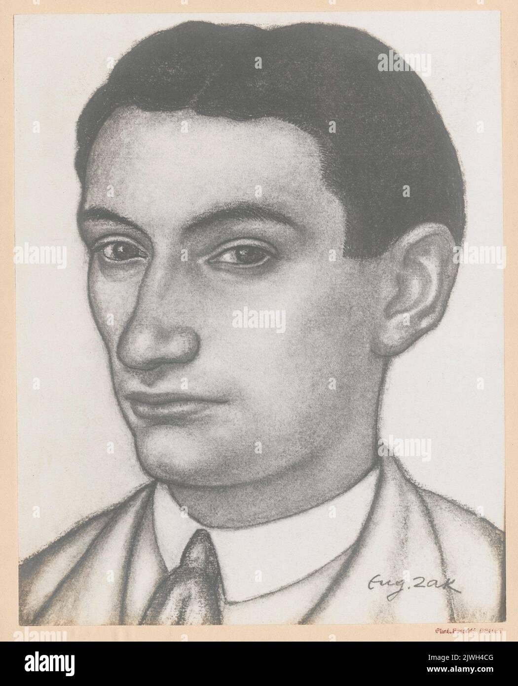 Fotografia di un disegno: Eugeniusz Zak (1884-1926), Ritratto del pittore Jerzy Merkel. Druet, Eugene (1867-1916), fotografo Foto Stock