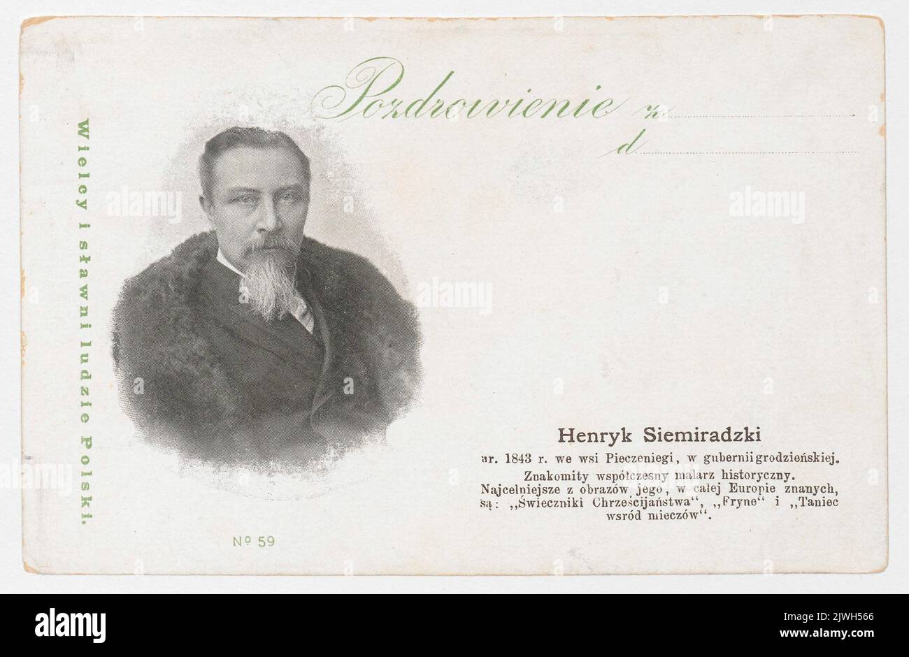 Cartolina del ciclo 'Grande e famoso popolo di Polonia' con un ritratto di Henryk Siemiradzki (1843-1902). Mieczkowski, Jan (Warszawa ; Zakład fotografzny ; ca 1850-ca 1914), studio fotografico, Casper, Arnold (fl. CA 1898), editore Foto Stock