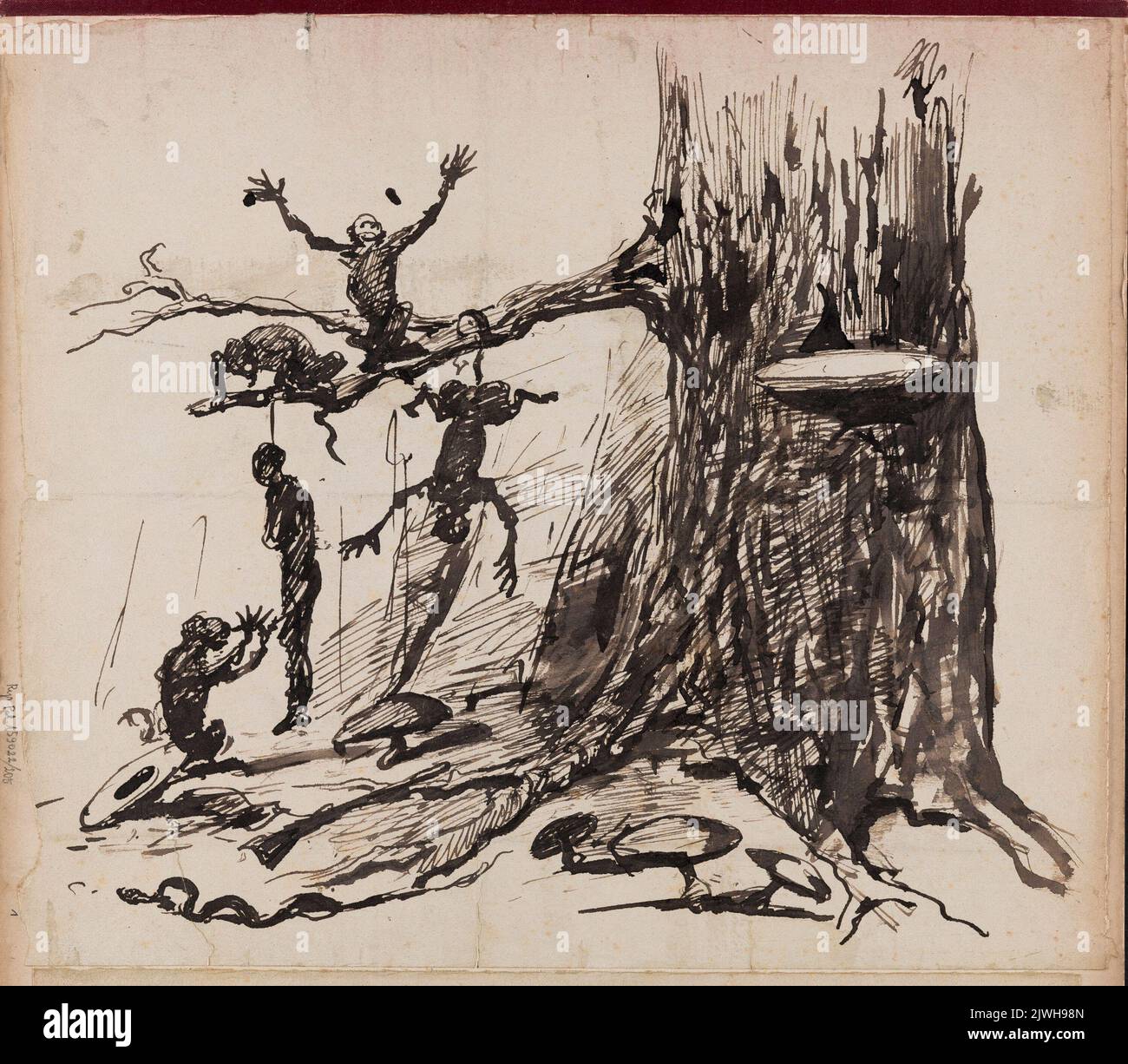 Scimmie su un albero. Witkiewicz, Stanisław (1851-1915), disegnatore, cartoonista Foto Stock