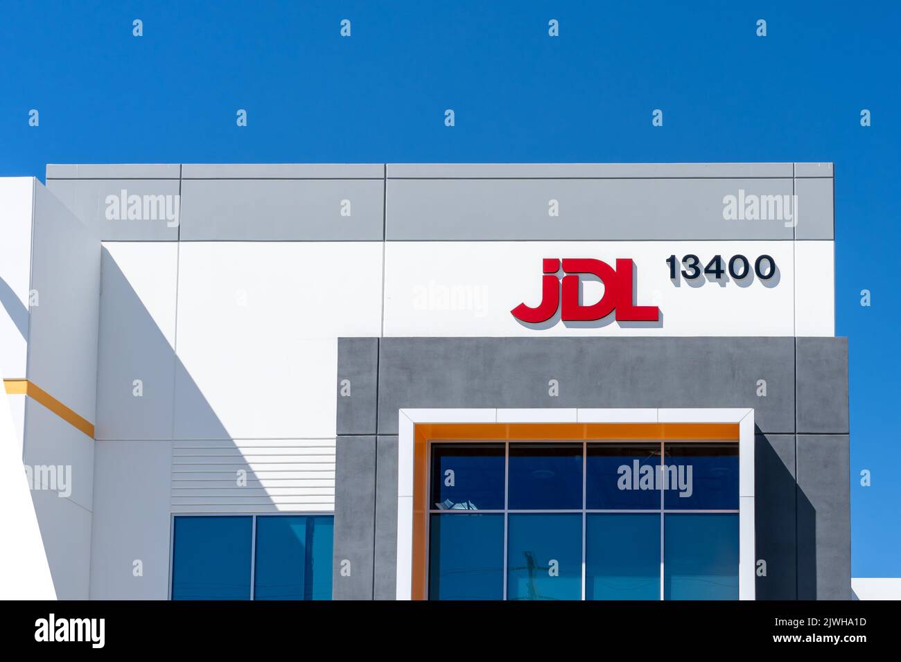 Los Angeles, CA, USA - 7 luglio 2022: Sede centrale di JD Logistics (JDL) a City of Industry, Los Angeles, CA, USA. Foto Stock