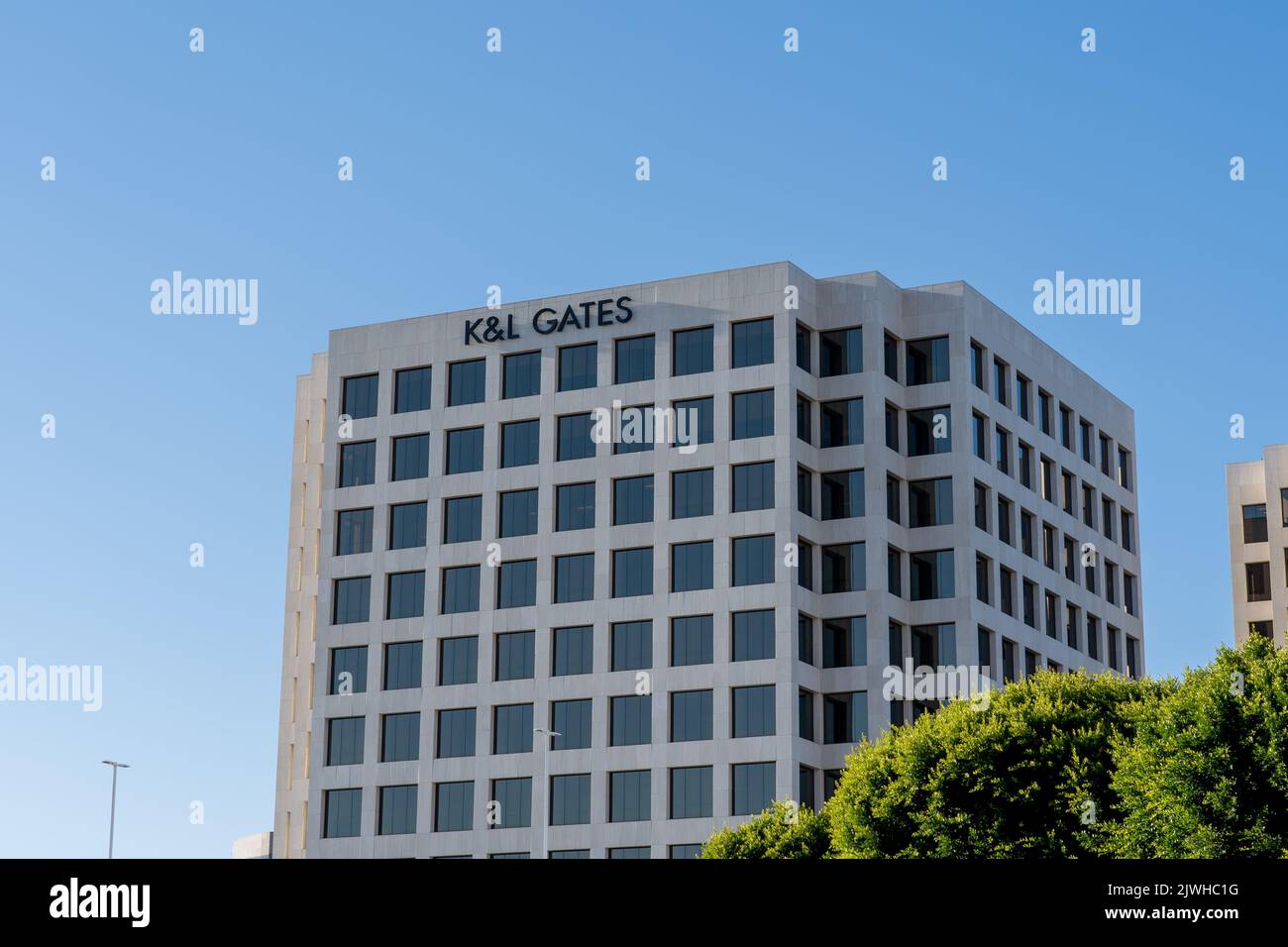 Edificio per uffici K and L Gates LLP al 1 Park Plaza di Irvine, CALIFORNIA, USA. Foto Stock