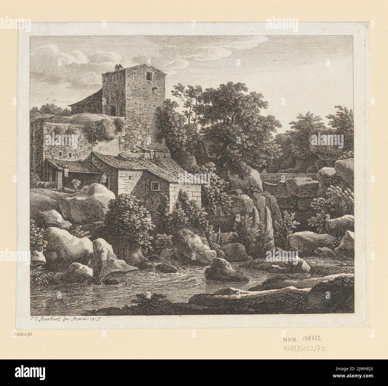 Die Muehle in alten Gebaeuden. Reinhart, Johann Christian (1761-1847), artista grafico Foto Stock