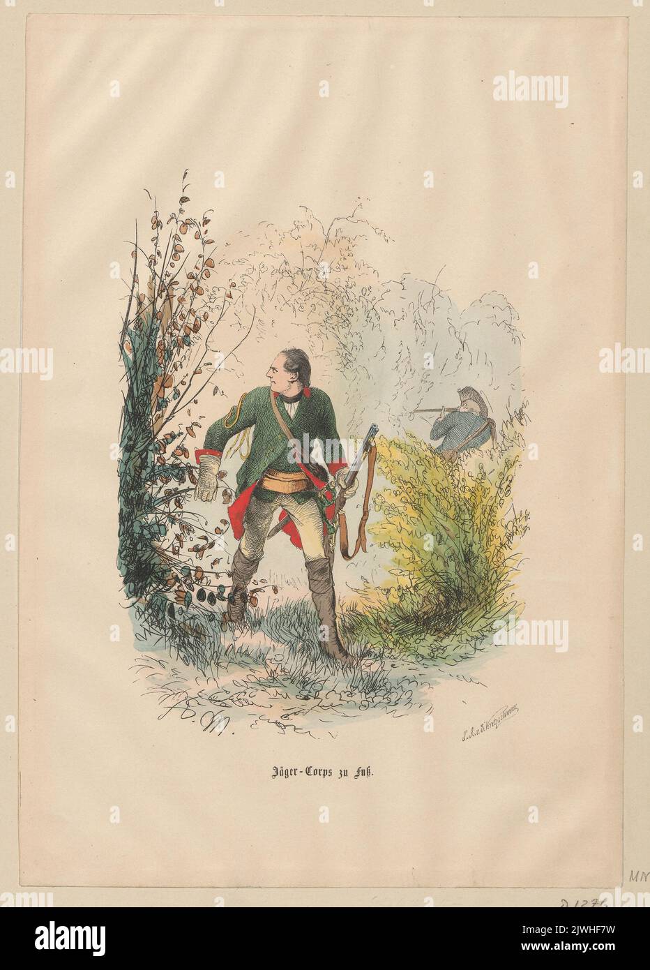 Preussisches Freikorps, z cyklu 'Die Soldaten Friedrichs des Grossen'. Menzel, Adolph (1815-1905), disegnatore, cartoonista, Kretzschmar, Eduard (1807-1858), taglialegna Foto Stock