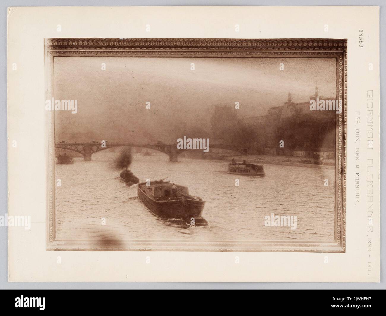 Fotografia di pittura: Gierymski, Aleksander (1850-1901), Wieczór nad Sekwaną [sera alla Senna], pittura attualmente al Museo Nazionale di Kraków. Krieger, Natan (1844-1903), fotografo, Krieger, Ignacy (Kraków ; zakład fotografzny ; 1860-1926), studio fotografico Foto Stock