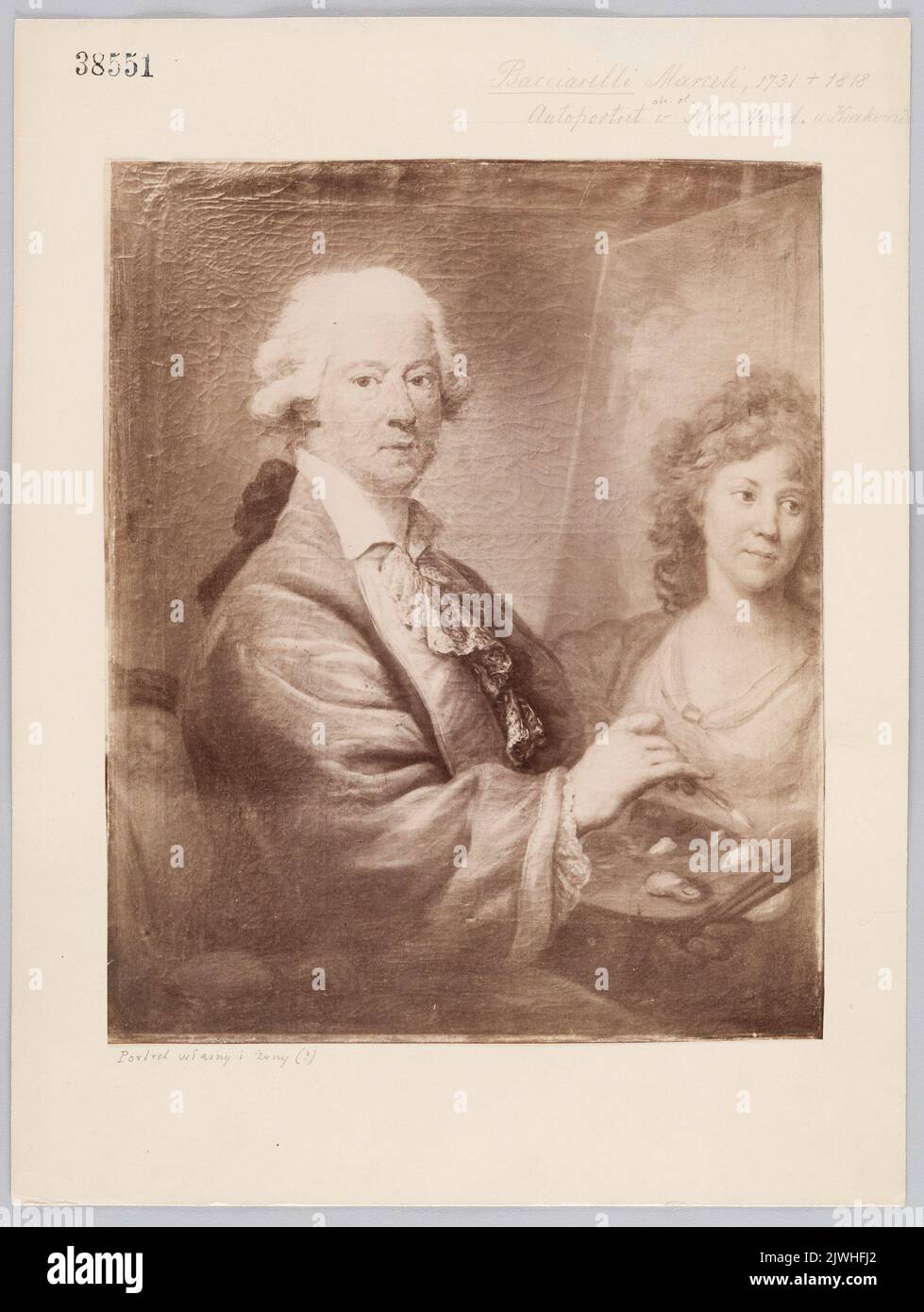 Fotografia di pittura ad olio: Marceli Bacciarelli (1731-1818), Autoritratto con moglie (?). Krieger, Natan (1844-1903), fotografo, Krieger, Ignacy (Kraków ; zakład fotografzny ; 1860-1926), studio fotografico Foto Stock