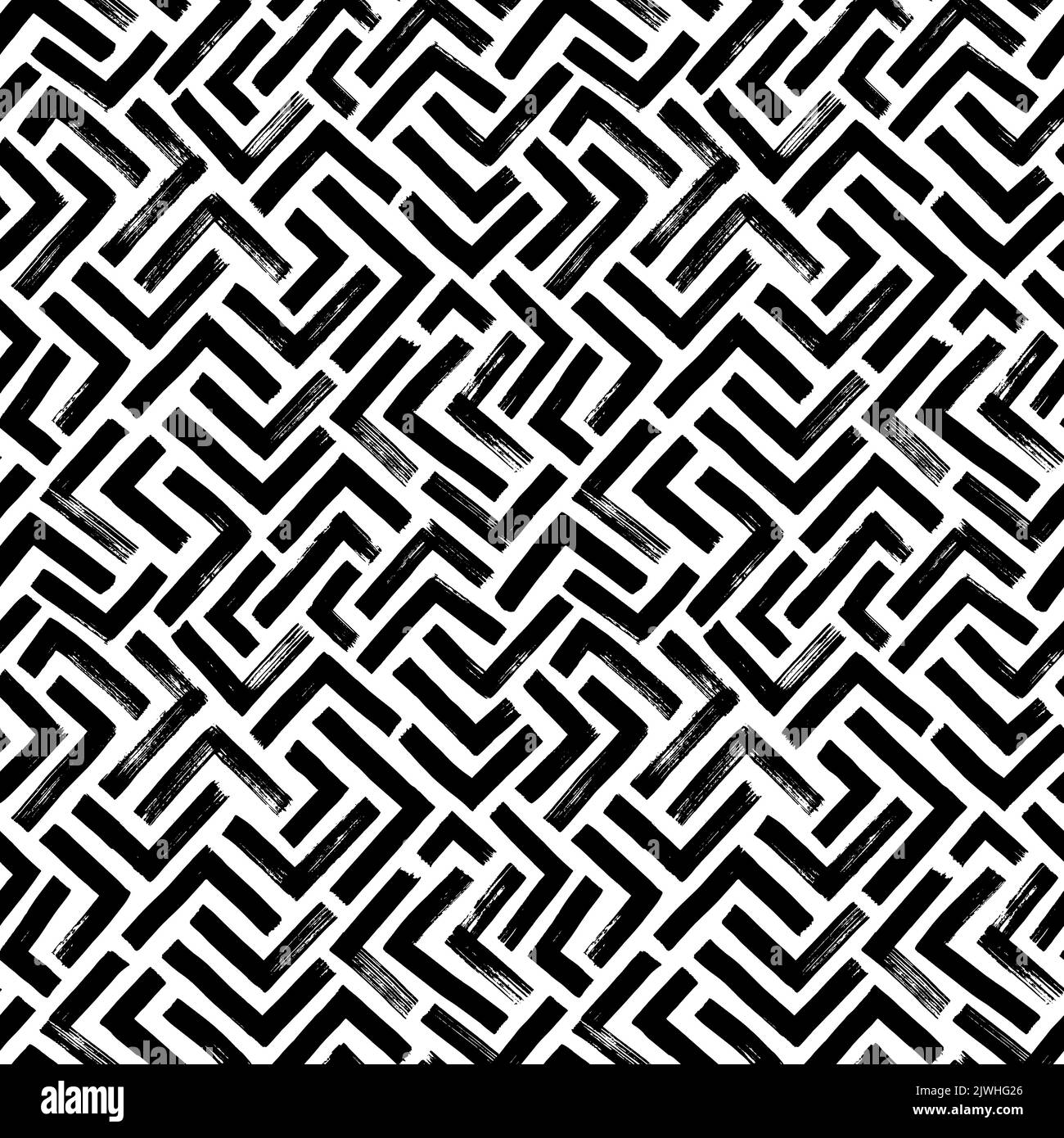 Labirinto nero motivo senza cuciture con linee triangolari. Illustrazione Vettoriale