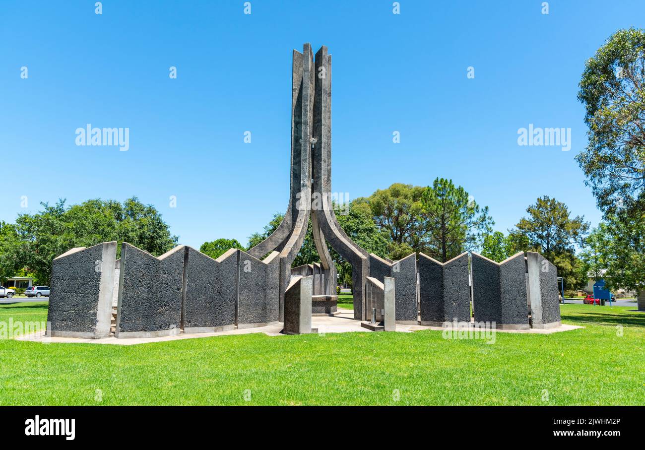 Il Monumento Bicentenario, che illustra la storia del continente australiano, dalle culture aborigene al 1988 e oltre. Foto Stock