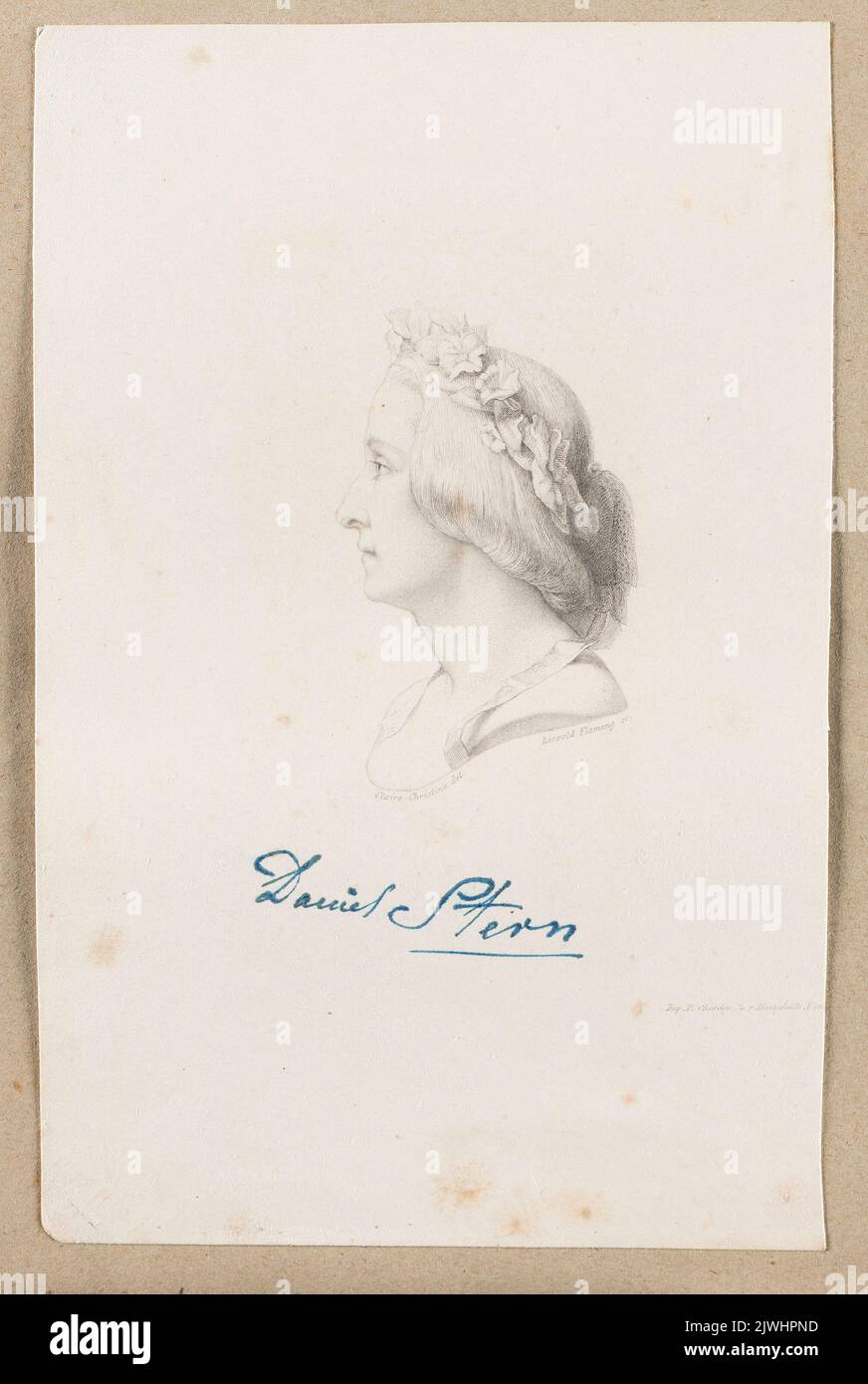 Ritratto di Marie de Flavigny, Comtesse d'Agoult. Chardon, Francis ainé et Fils (Paryż ; drukarnia ; ca 1821-1880), tipografia, Flameng, Léopold (1831-1911), artista grafico, Agoult, Claire Christine de Charnacé (1830-1912), disegnatore, cartoonista Foto Stock