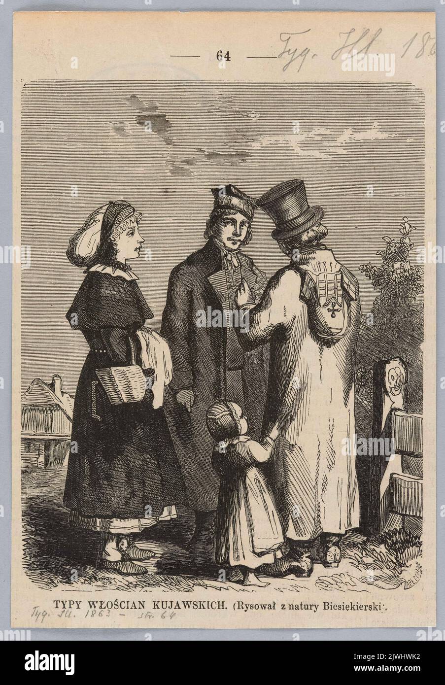 Biesiekierski, Julian (1839-1946), tipi di proprietari terrieri della regione di Kuyavy; da: 'Tygodnik Ilustrowany' 1863, pag. 64. Biesiekierski, Julian (1839-1946), disegnatore, cartoonista, Tygodnik Ilustrowany (Warszawa ; czasopismo ; 1859-1939), editore, Zabłocki, Feliks (?-1874), taglialegna Foto Stock