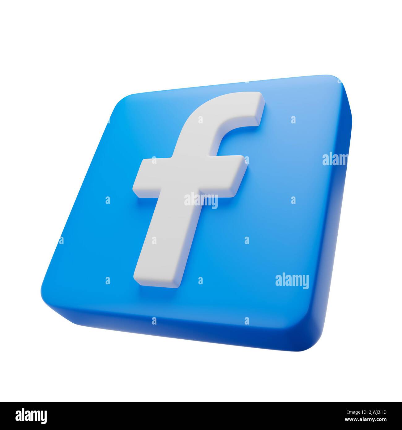 Phitsanulok , Thailandia - 06 SETTEMBRE 2022 : Facebook 3D icona quadrata su sfondo bianco isolato . Tracciati di ritaglio incorporati . 3D rendering . Foto Stock