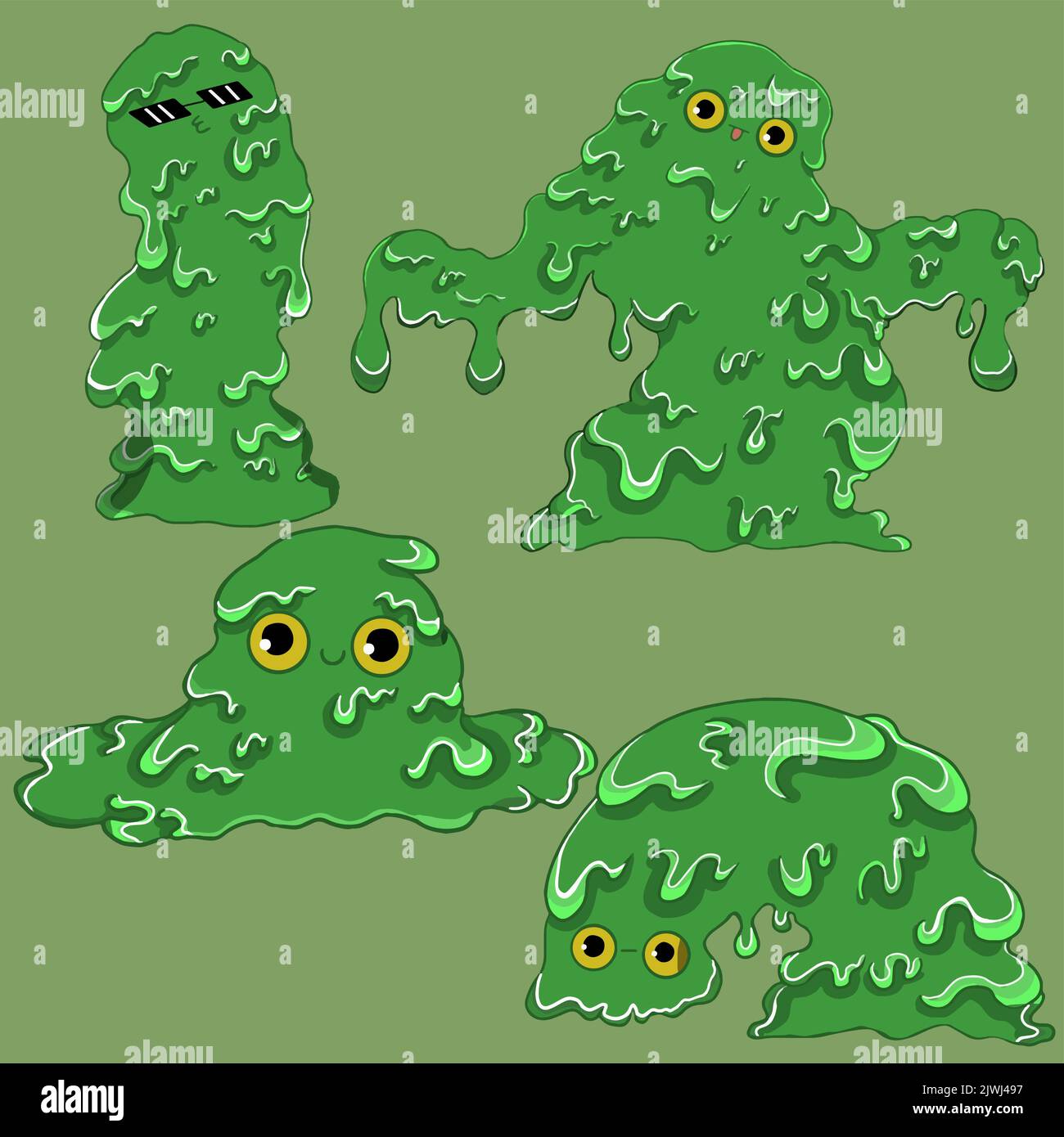 Mostro verde in stile cartoon per Halloween Illustrazione Vettoriale