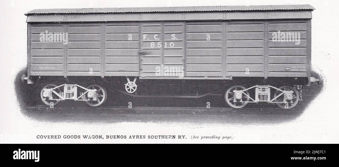 Covered Goods Wagon, Buenos Ayres Southern RY. - F.C.S 8510. Foto Stock