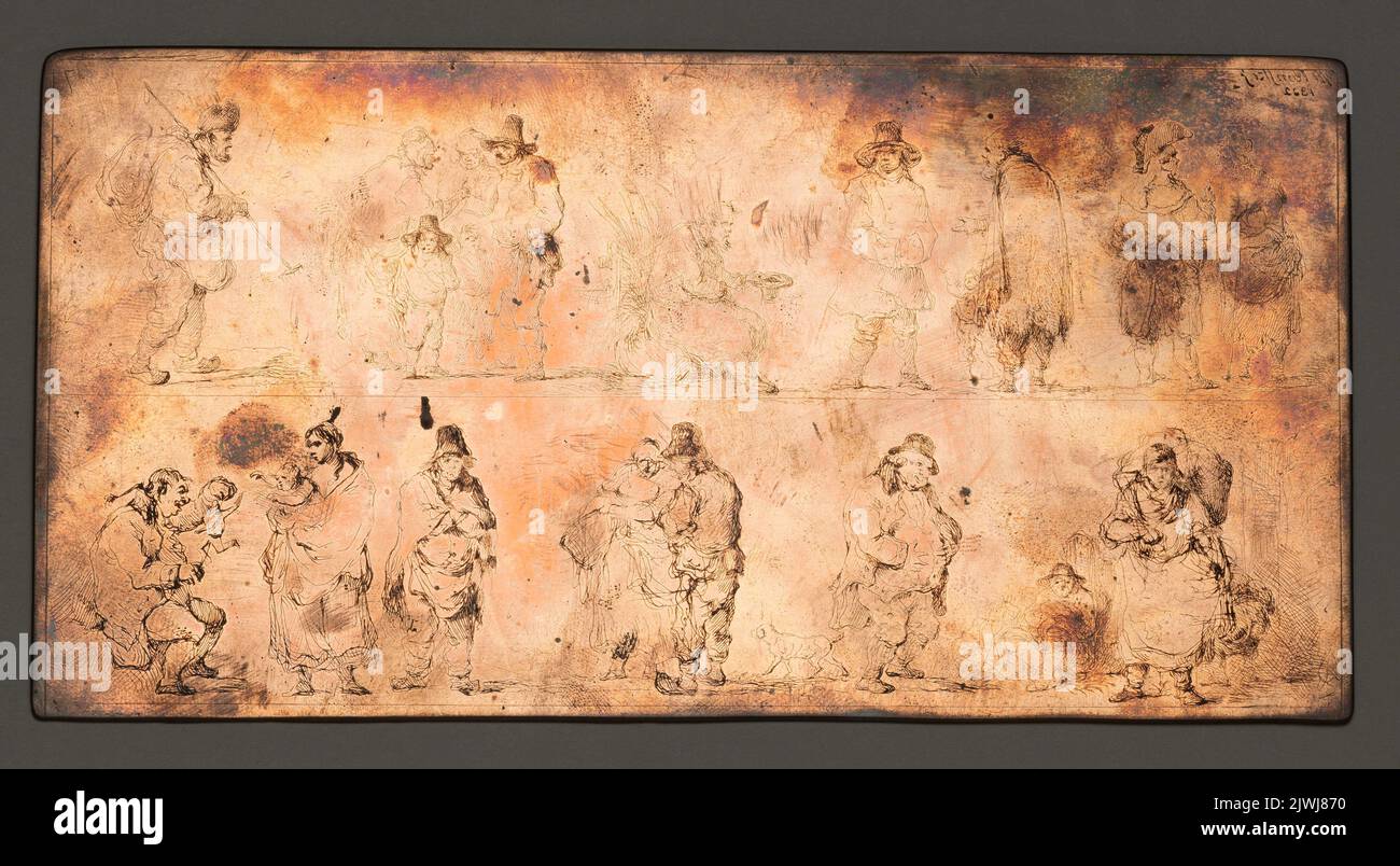 Vari tipi umani in due file. Płoński, Michał (1778-1812), artista grafico Foto Stock