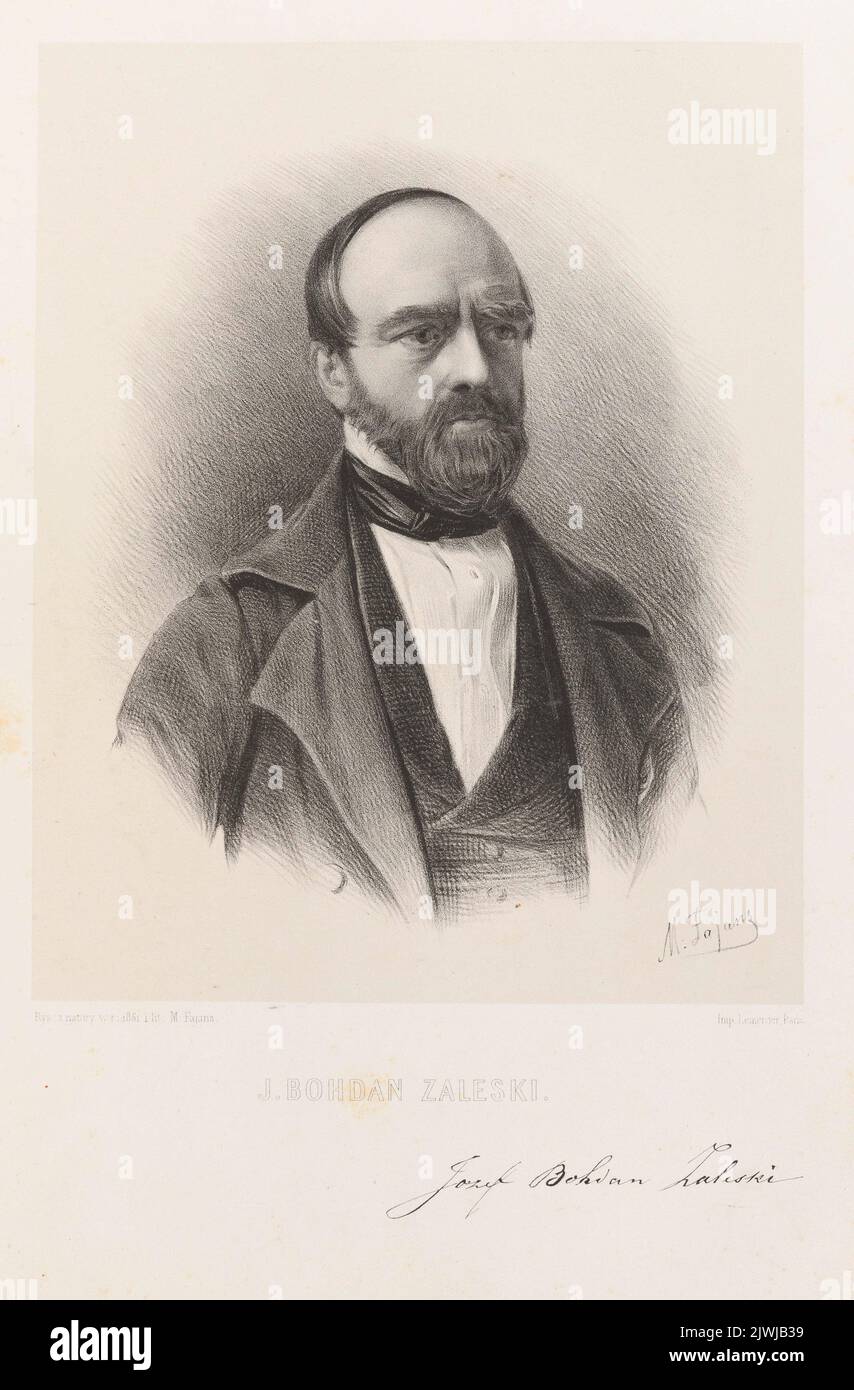 Ritratto di Józef Bohdan Zaleski dal libro V di “immagini polacche”. Lemercier, Rose Joseph (Paryż ; Zakład litografzny ; 1827-post 1899), litografia atelier, Fajans, Maksymilian (1827-1890), editore Foto Stock