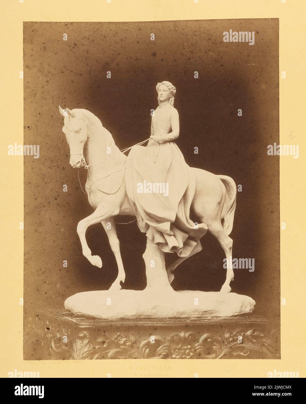Cenglerowa a cavallo - scultura. Cengler, Juliusz Faustyn (1828-1886), scultore, Trzebiecki, Michał (1830-1905), fotografo Foto Stock