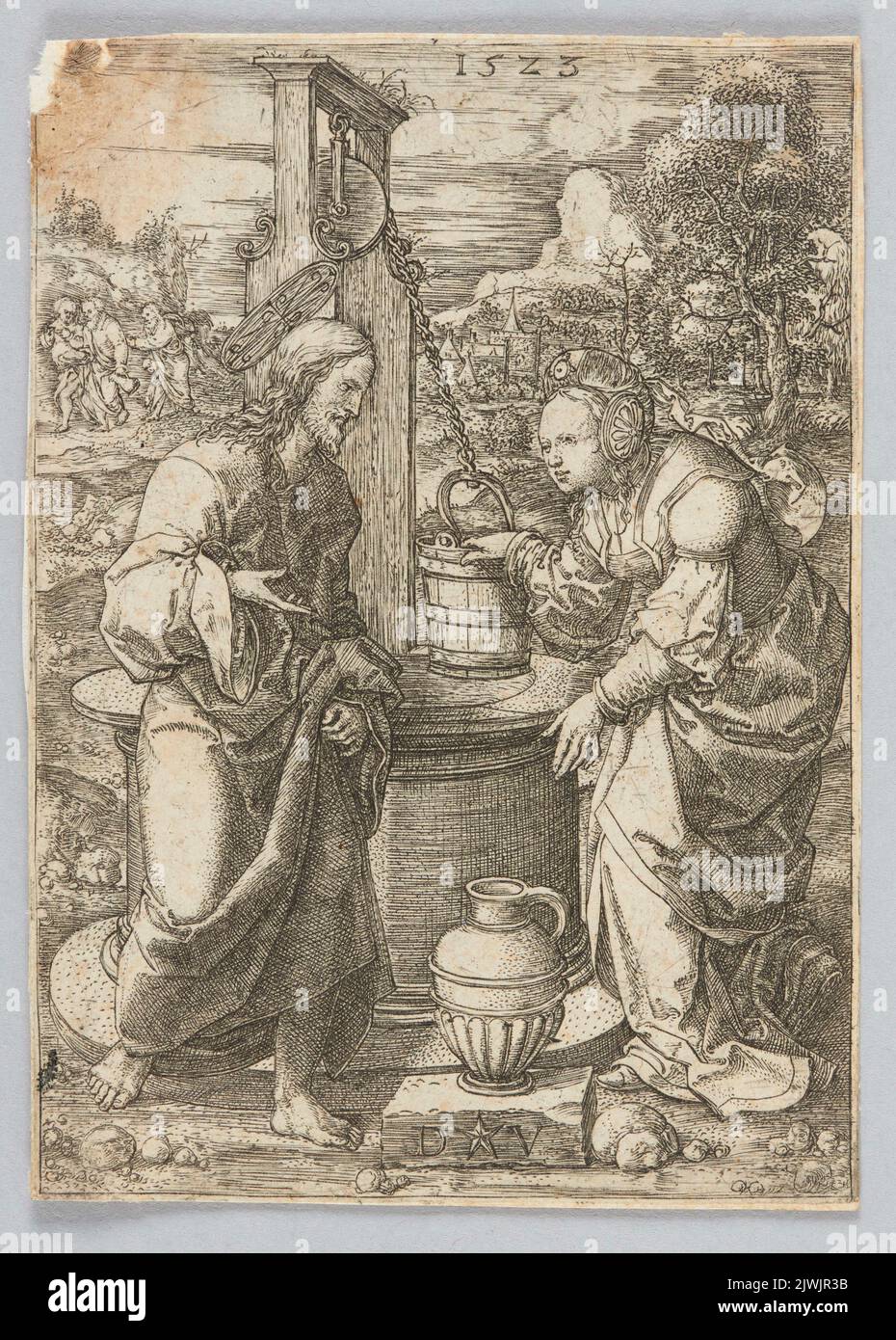 Cristo e la Samaritana. Vellert, Dirk Jacobsz, Mistrz DV z gwiazdą (Star) (fl. CA 1511-1547), artista grafico Foto Stock