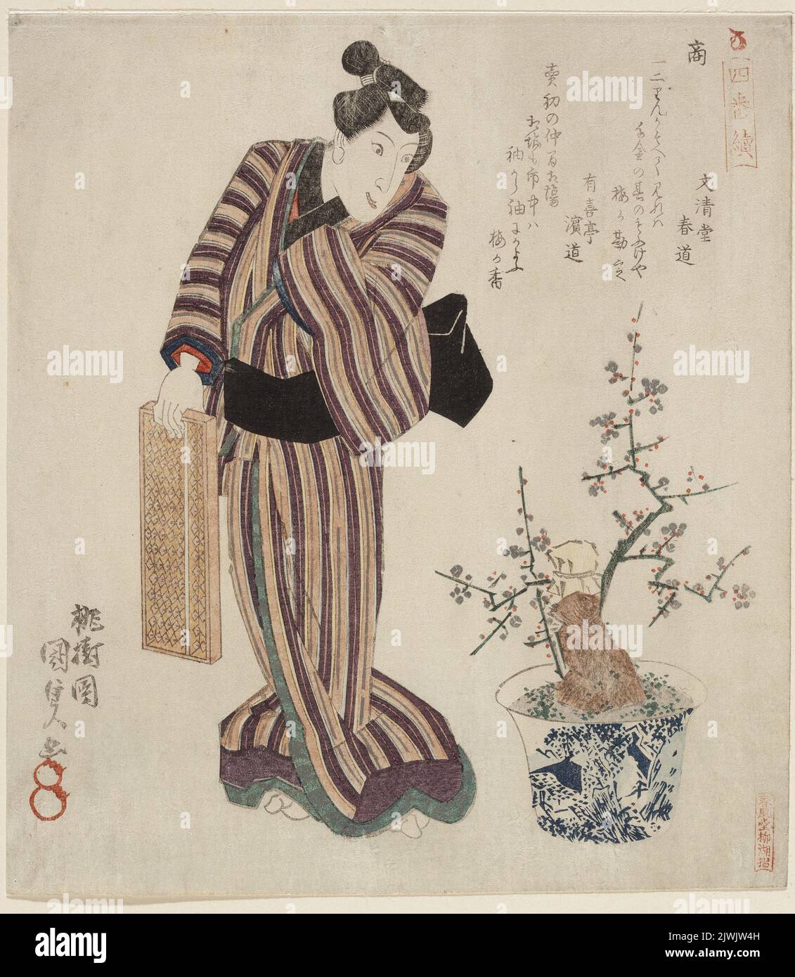 Merchant e albero di susina. Utagawa, Kunisada i (1786-1864), artista grafico Foto Stock