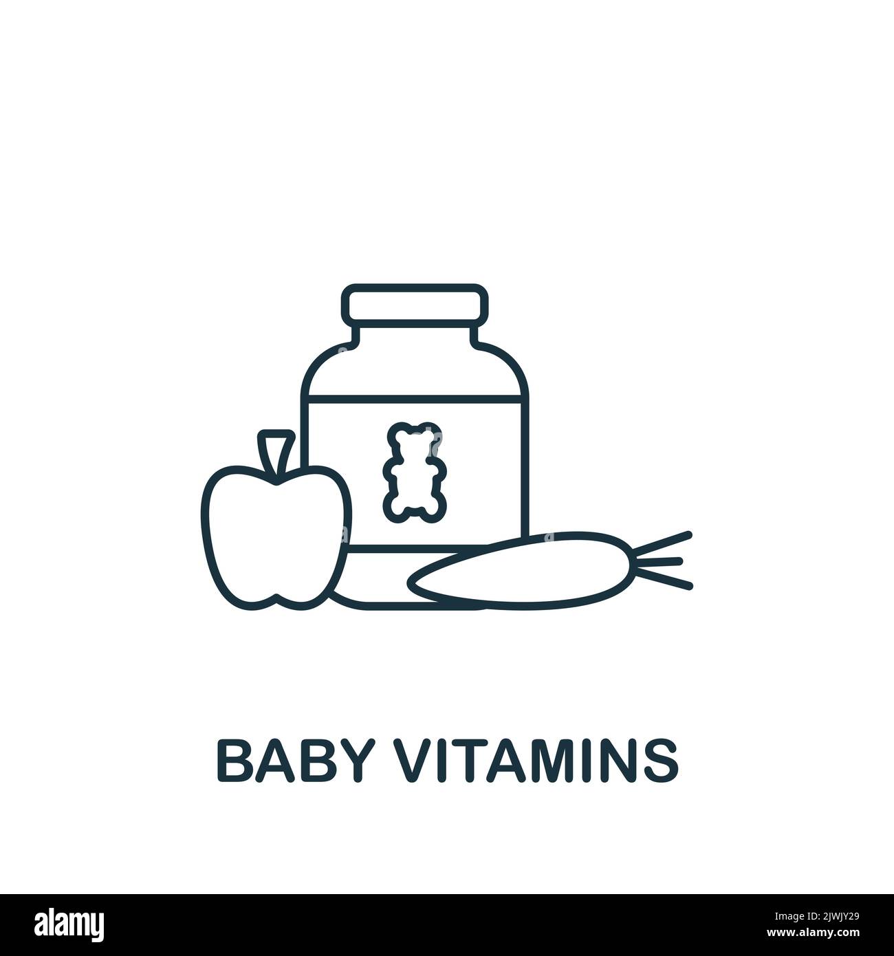 Icona delle vitamine del bambino. Icona monocromatica Simple Baby per modelli, web design e infografiche Illustrazione Vettoriale