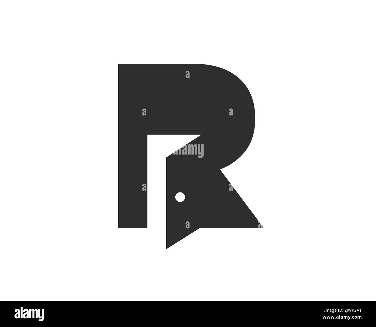 Il design del logo della porta Letter R combinato con il modello vettoriale dell'icona della porta aperta minimal Illustrazione Vettoriale